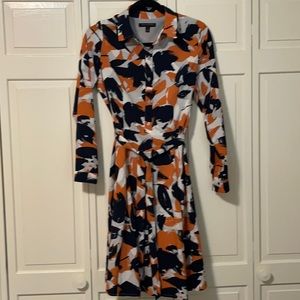 Navy/orange/gray banana republic. Long sleeve dress - worn once -EUC